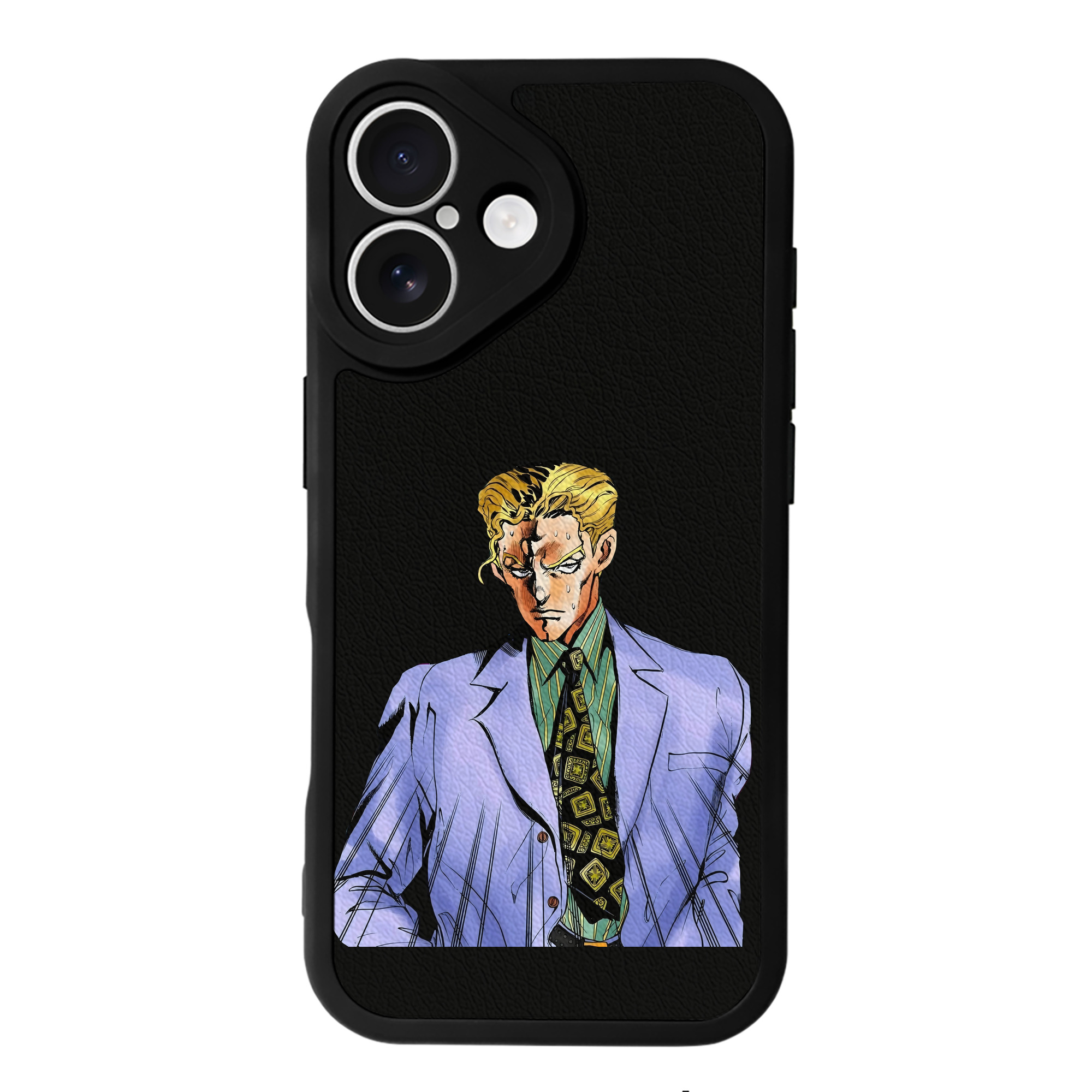 （画像用） ジョジョの奇妙な冒険 きら よしかげ JoJo's Bizarre Adventure Kira Yoshikage 【iPhone 16シリーズ対応】シリコンスマホケース（レザー調） 材質：シリコン
